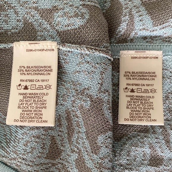 Sigrid Olsen Collection Aqua and Taupe Silk Blend Sweater Set - Size Medium - Picture 16 of 16